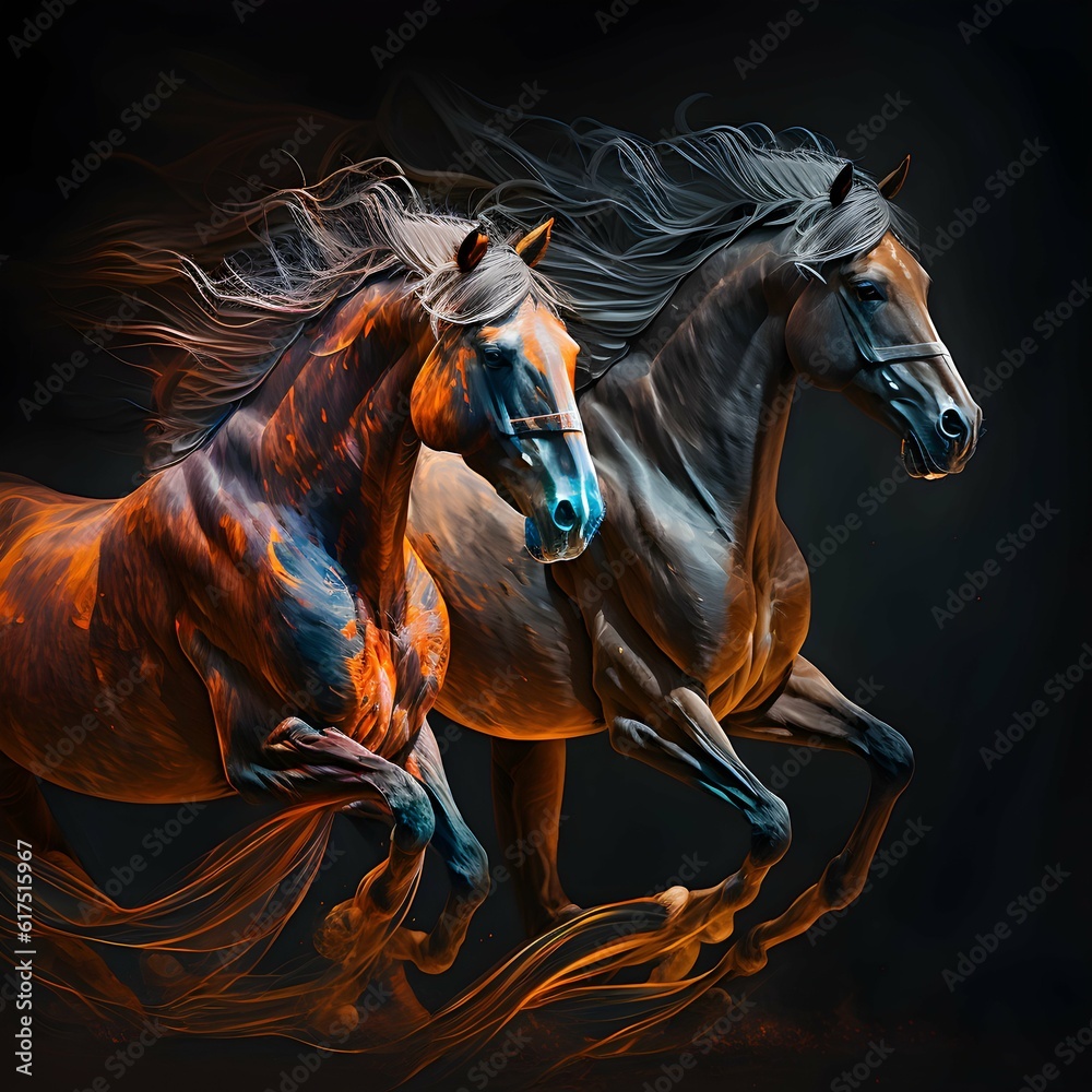 horses running beautiful with manes oil paintingart abstractRGBSFXCFXCGI8KHD 