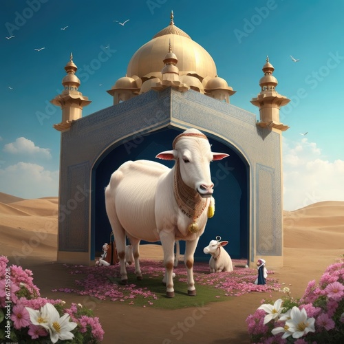 A cow in a desert. Generative AI