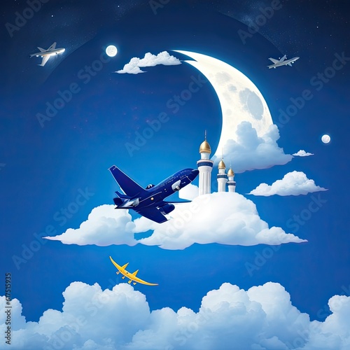 A plane flying in the sky. Generative AI