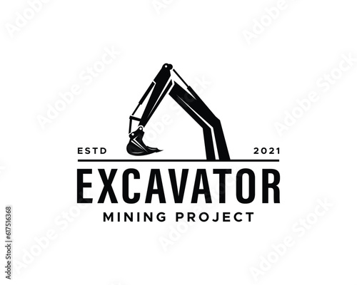 Vector excavator logo design template illustration