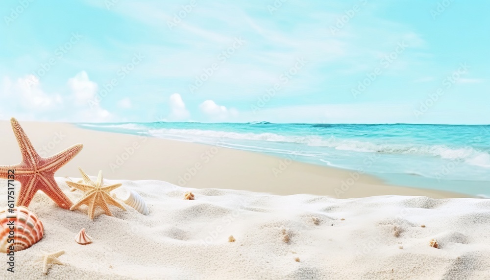 starfish on the beach, seashell and sea, Ai generative starfish on the beach, seashell and sea, Ai generative