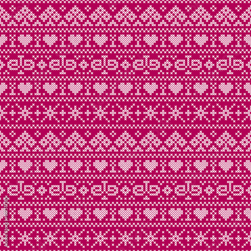 Illustration of seamless pattern embroidery cross-stitch style