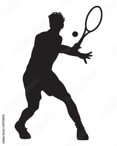 A tennis player man silhouette sports person design element. Illustration