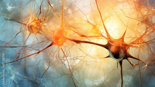 brain cell neural network synapses showing neural activity, neurons firing, intelligence medical neurobiology concept photo