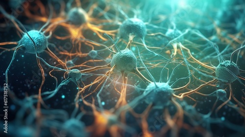 brain cell neural network synapses showing neural activity, neurons firing, intelligence medical neurobiology concept