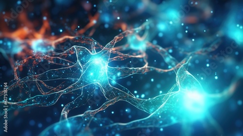 brain cell neural network synapses showing neural activity, neurons firing, intelligence medical neurobiology concept photo