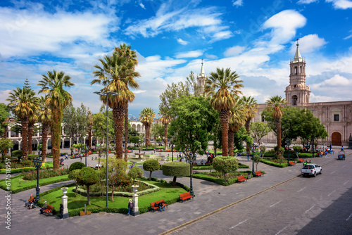 Central square Plaza de Armas in Arequipa, Peru