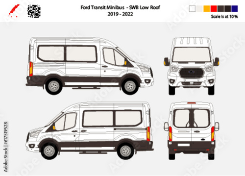 05 Ford Transit Minibus SWB Low Roof 19-22 Scale at 10%