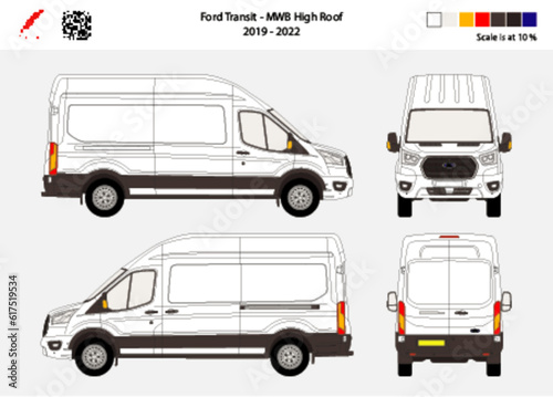 03B Ford Transit MWB High Roof 19-22  Scale at 10%