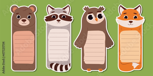 Forest animals bookmarks set