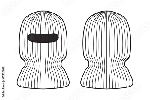 Ski Mask Balaclava Shiesty Flat Illustration Cad Accessory Winter Streetwear Mockup Blank Vector Activewear outdoor streetwear workwear knit