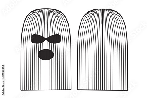 Ski Mask Balaclava Shiesty Flat Illustration Cad Accessory Winter Streetwear Mockup Blank Vector Activewear outdoor streetwear workwear knit