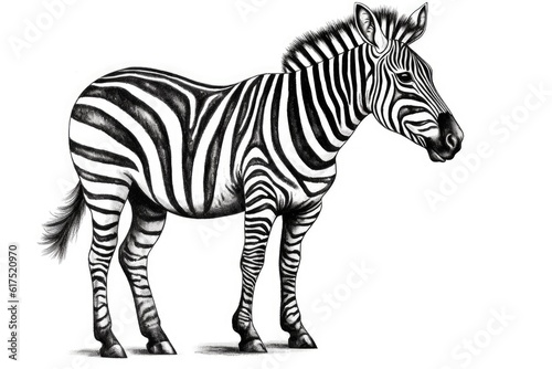 Cute Zebra drawing on white background - generative AI