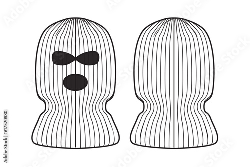 Ski Mask Balaclava Shiesty Flat Illustration Cad Accessory Winter Streetwear Mockup Blank Vector Activewear outdoor streetwear workwear knit