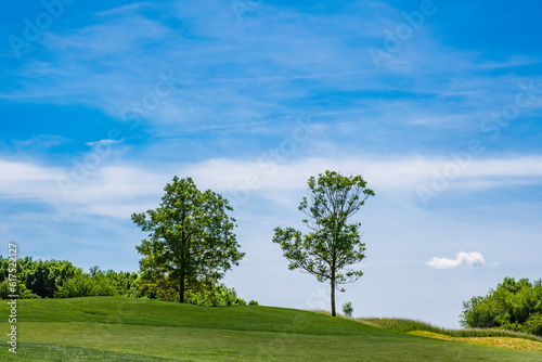 Hike past the golf course at Wi  berg in Rheinhessen Germany