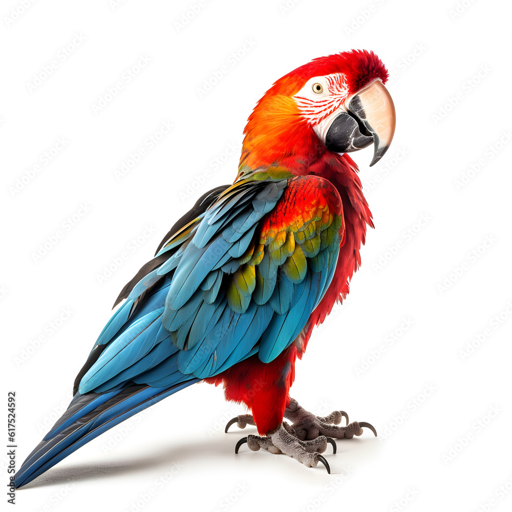 Ara Bird , Red Blue Green, isolated on white background
