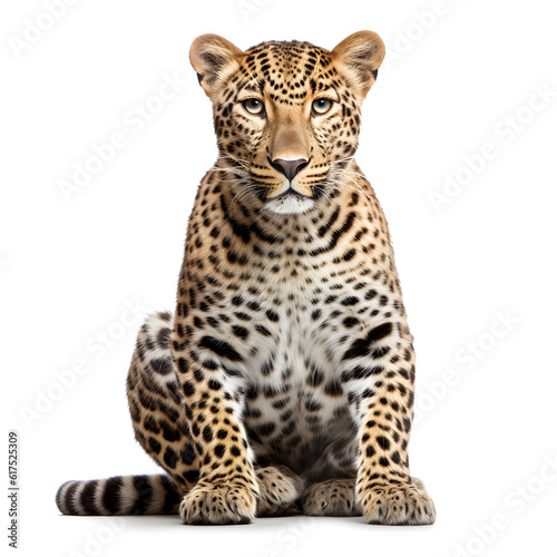 Leopard, full body, isolated on white background