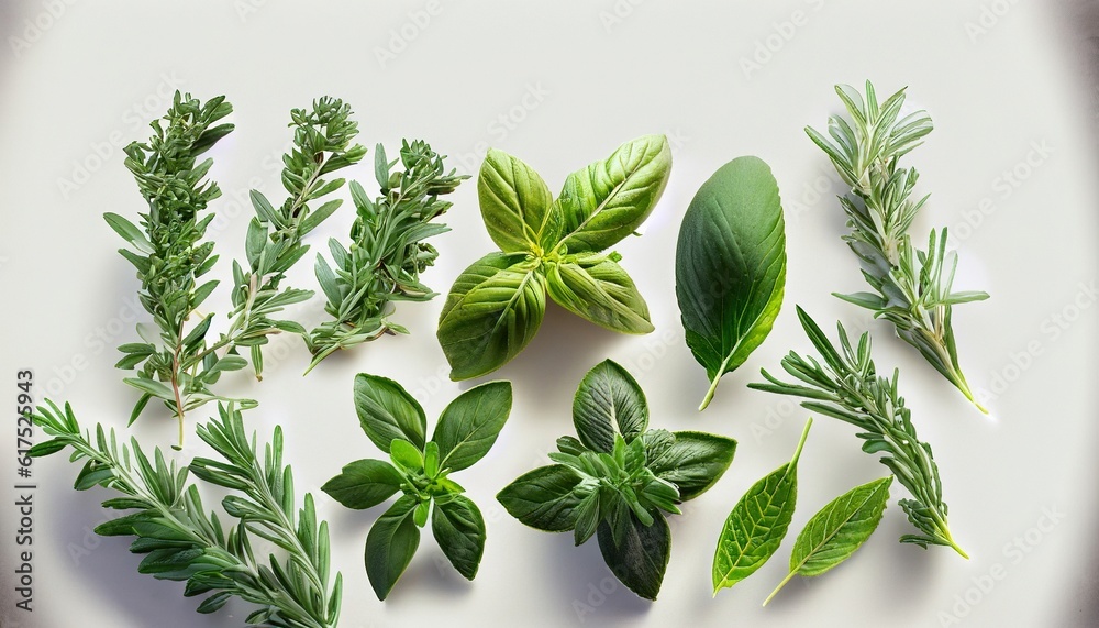 set of natural leaves