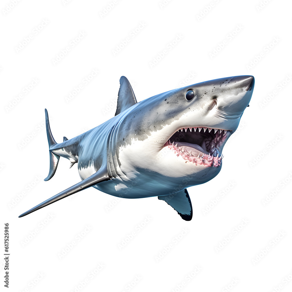 Fototapeta premium shark full body, angry, isolated on white background