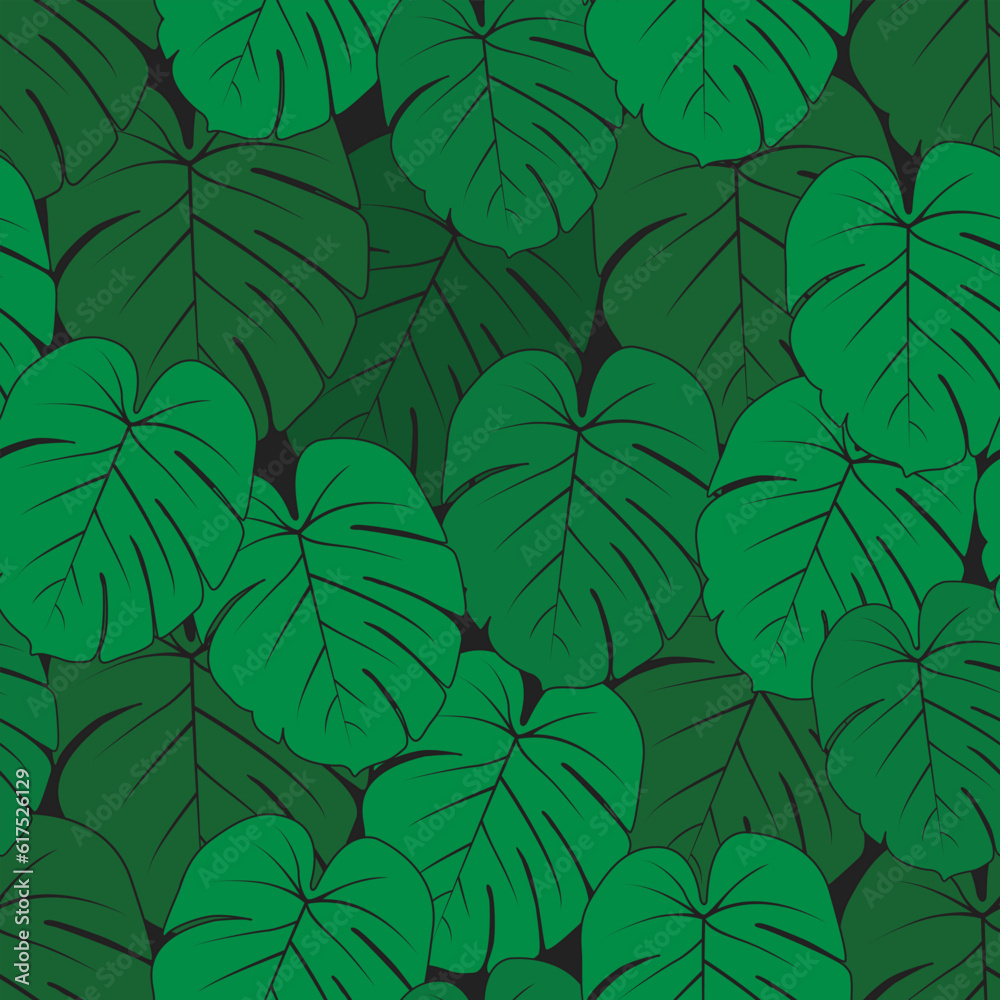 hand drawn flat tropical leaves pattern