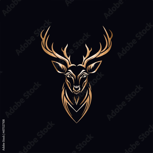 Fototapeta Naklejka Na Ścianę i Meble -  Deer in icon, logo style. Cartoon animal design. Flat vector illustration isolated
