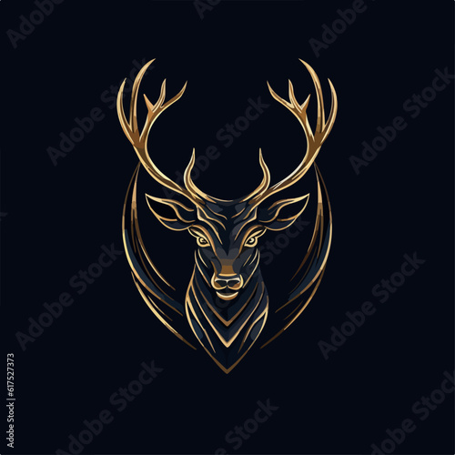 Fototapeta Naklejka Na Ścianę i Meble -  Deer in icon, logo style. Cartoon animal design. Flat vector illustration isolated
