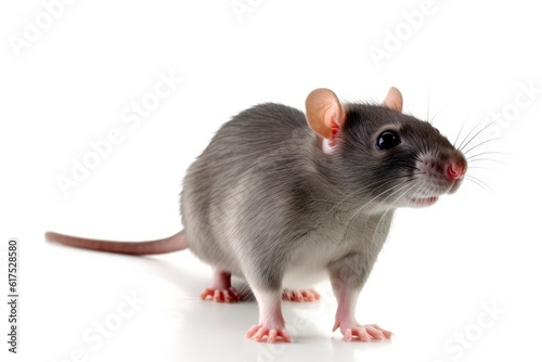 A gray and white rat standing on its hind legs created with Generative AI technology