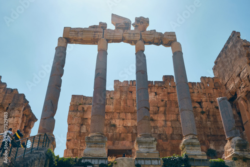 Columns of the Heliopolis temple complex, Beqaa valley, Lebanon. UNESCO World heritage site
