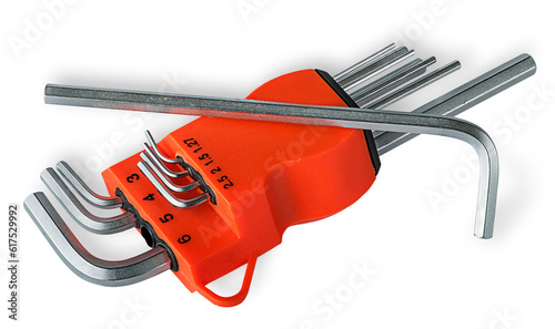 Set allen wrench isolated on white background
