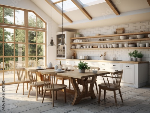 The interior of a modern kitchen.