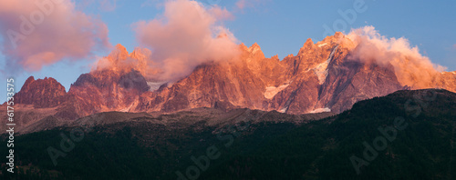 Alpes peaks in Chamonix area. Chamonix, Auvergne-Rhone-Alpes, France.