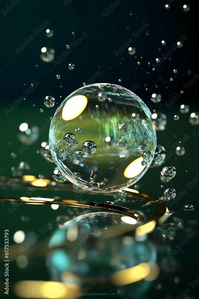 Floating 3d water bubbles. AI generative Floating 3d water bubbles. AI generative