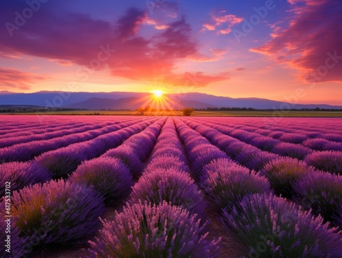 A lovely field of lavender by the light of sunset. Stunning colours.