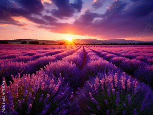 A lovely field of lavender by the light of sunset. Stunning colours.