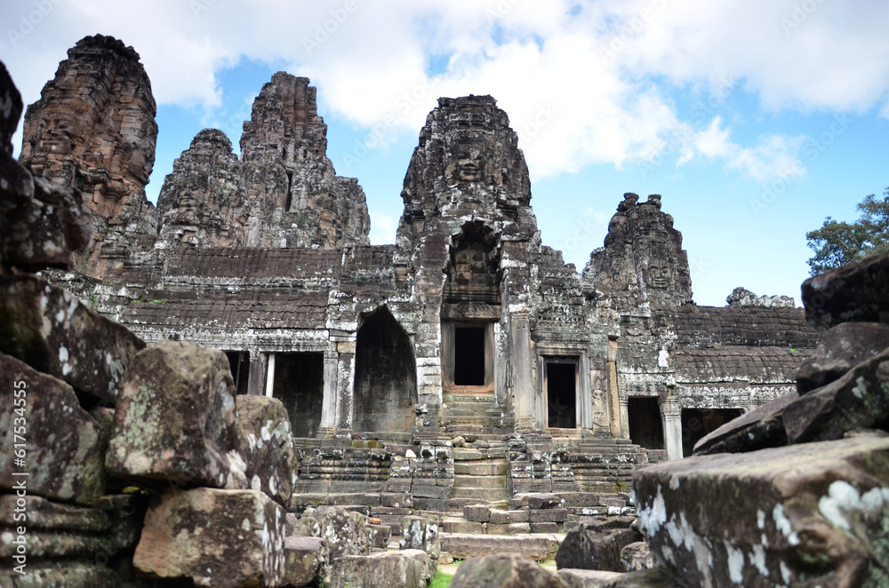 Ancient Bayon Temple At Angkor Wat, Siem Reap, Cambodia