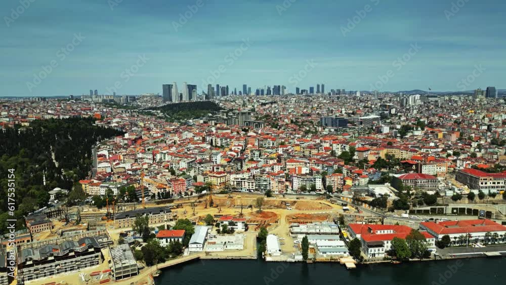 custom made wallpaper toronto digitalThe Asian side of Istanbul, old houses and distant modern skyscrapers, Turkey. Aerial hyperlapse, old and new concept