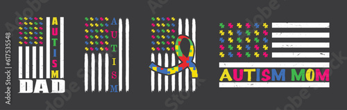 Son Daughter Autism US Flag T shirt Design Bundle, Vector Autism T shirt  design, Autism shirt,  Autism typography T shirt design Collection