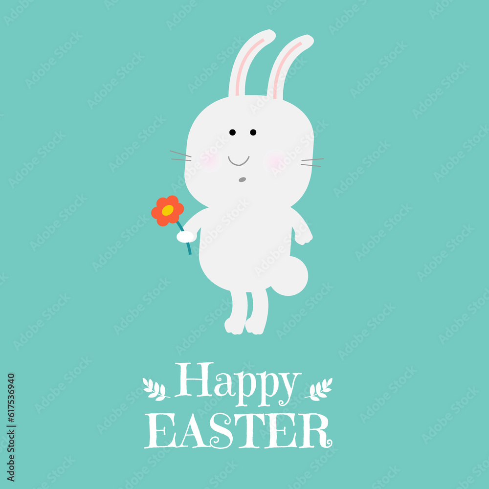 Fototapeta premium Happy Easter Card With Rabbit With Gradient Mesh, Vector Illustration