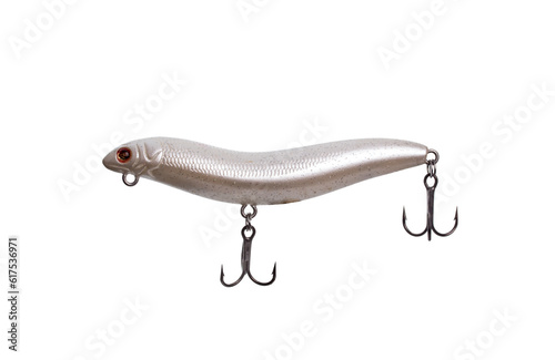 Hard bait for catching predatory fish equipped with triple hooks