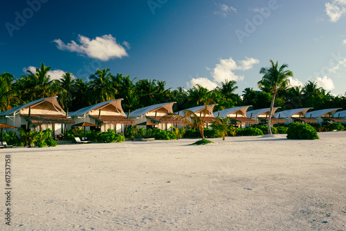 Island with bungalows.