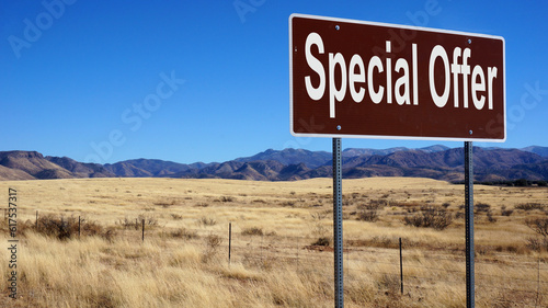 Special Offer road sign with blue sky and wilderness