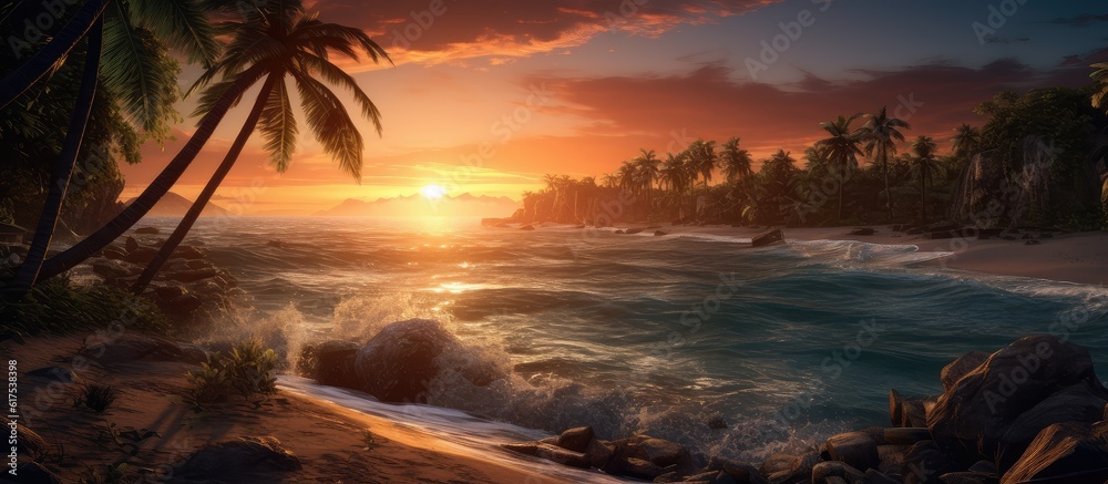Sunset on a tropical beach 