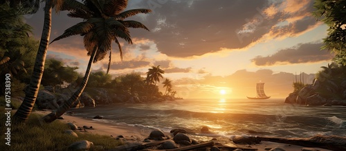 Sunset on a tropical beach 