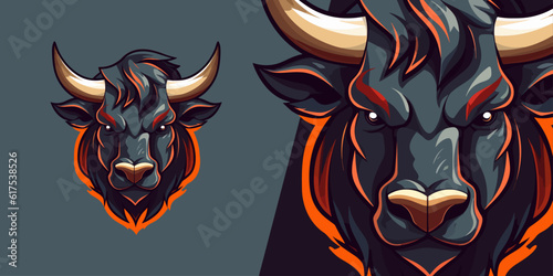 Dynamic Bull Head Logo Mascot: Powerful Illustration Vector Graphic for Sport and E-Sport Teams