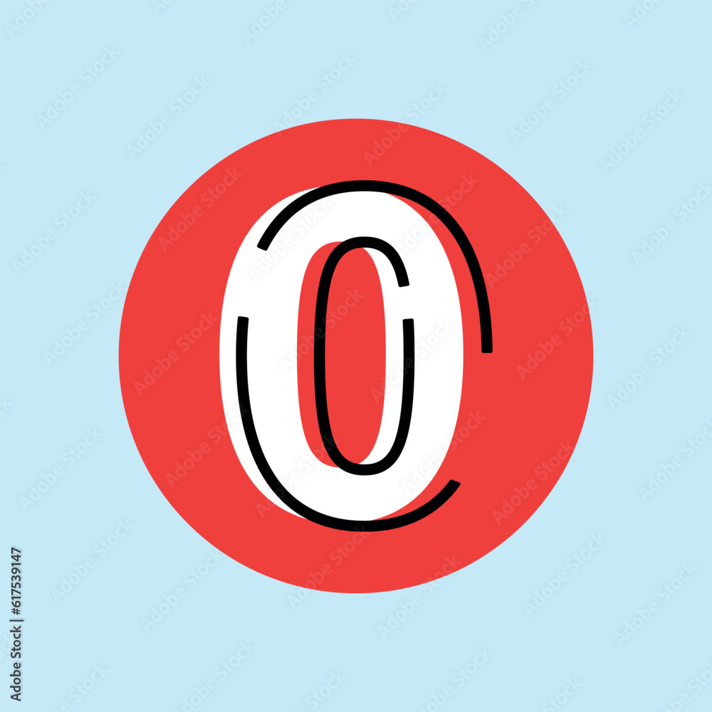 Number 0. numbering. number them. queue. a list with a number. counter. calculator. vector illustration. on a colored background. red circle. black outline of the number. Number 0. numbering. number them. queue. a list with a number. counter. calculator. vector illustration. on a colored background. red circle. black outline of the number.