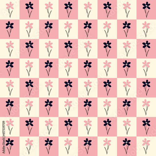 Stylized creative vibrant quirky expressive floral pattern in 60s in bright juicy colors