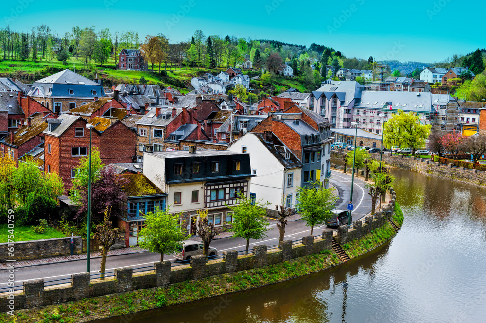 Embankment of the River Ourthe in the Belgian City of La Roche