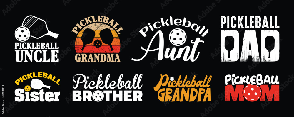 Pickleball T shirt Design Bundle, Vector Pickleball T shirt  design, Pickleball shirt,  Pickleball typography T shirt design Collection