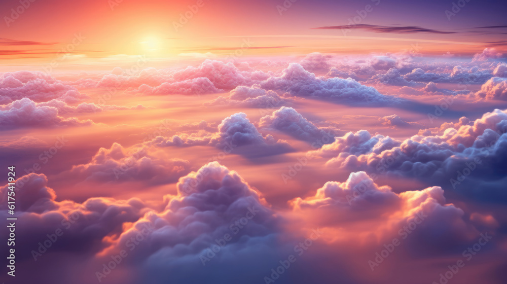 Sunset over clouds from an airplane HD, Background