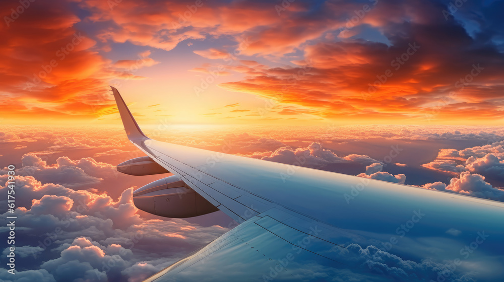 Sunset over clouds from an airplane HD, Background Sunset over clouds from an airplane HD, Background